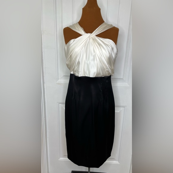 Dresses & Skirts - Black & Cream Silk Dress Glamour Bombshell Cocktail Dress Size Large